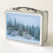 Snowy Trees Metal Lunch Box (Rückseite)