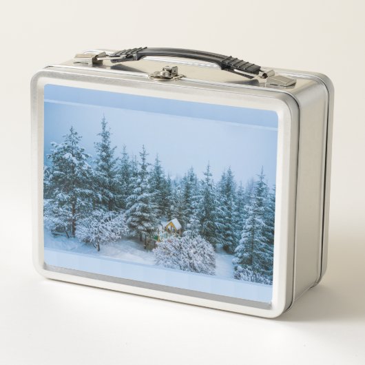 Snowy Trees Metal Lunch Box (Vorderseite)