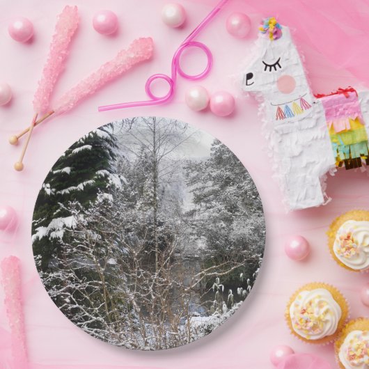 Snowy Trees Pappteller (Party)