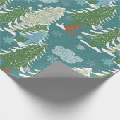 Snowy Trees Red Fox Wrapping Paper Geschenkpapier (Ecke)
