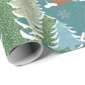 Snowy Trees Red Fox Wrapping Paper Geschenkpapier (Rolleneckpunkt)