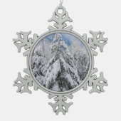Snowy Trees Schneeflocken Zinn-Ornament (Vorderseite)