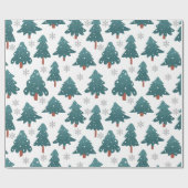 Snowy Trees & Silver Snowflake Wrapping Paper Geschenkpapier (Flach)