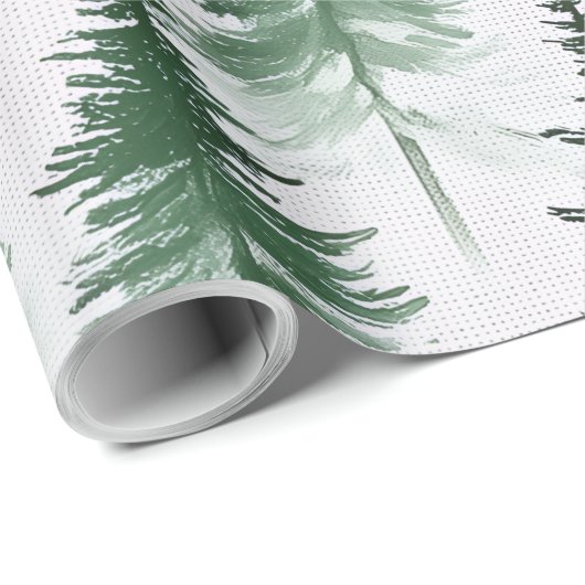 Snowy Trees Wrapping Paper Geschenkpapier (Rolleneckpunkt)