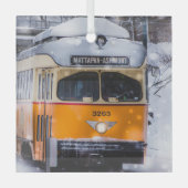 Snowy Trolley Ride Glasschmuck Ornament Aus Glas (Vorderseite)