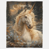 Snowy Unicorn Inspirational Winter Fantasy Fleecedecke (Vorderseite)