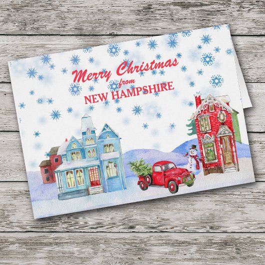Snowy Village aus New Hampshire Weihnachtskarte