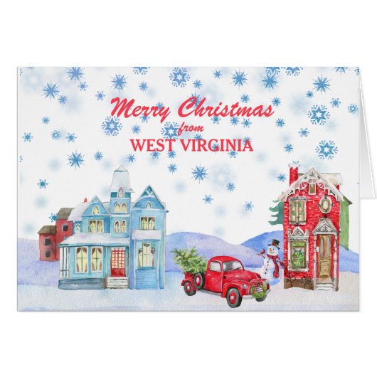 Snowy Village aus West Virginia Weihnachtskarte (Vorderseite (Horizontal))