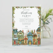 Snowy Village Christmas Einladung (Stehend Vorderseite)