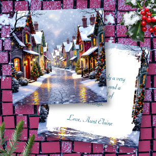 Snowy Village Cobblestone Street Weihnachten