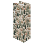 Snowy Village Cream Geschenktüte Für Weinflaschen (Rückseite Schrägansicht)