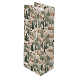 Snowy Village Cream Geschenktüte Für Weinflaschen