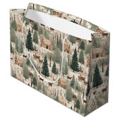 Snowy Village Cream Große Geschenktüte (Rückseite Schrägansicht)