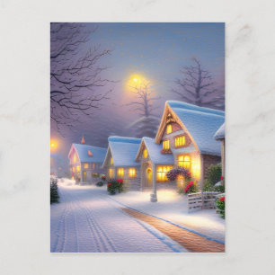 Snowy Village Graphic Postkarte