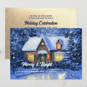 Snowy Village Malerei Custom Weihnachts-Party Einladung