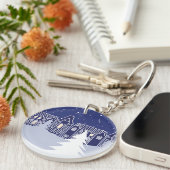 Snowy Village Night Acrylic Schlüsselanhänger (Vorderseite rechts)