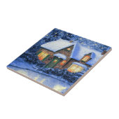 Snowy Village Scene Malerei Weihnachtsgeschenk Fliese (Seite)