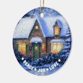 Snowy Village Scene | Weihnachtsjahr Keramik Ornament (Links)