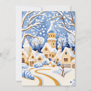 Snowy Village Twilight Weihnachtskarte Feiertagskarte