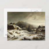Snowy Village und Landschaft Postkarte (Vorne/Hinten)