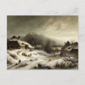 Snowy Village und Landschaft Postkarte (Vorderseite)