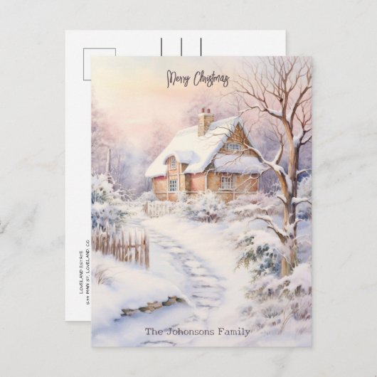 Snowy Village Weihnachtsfest Party Postkarte (Vorne/Hinten)