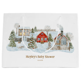 Snowy Village Winter Holiday Favors Große Geschenktüte