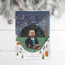 Snowy Village Winter Scene Weihnachtsfest Foto