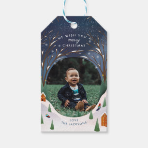 Snowy Village Winter Scene Weihnachtsfest Foto Geschenkanhänger