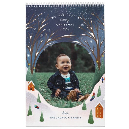 Snowy Village Winter Scene Weihnachtsfest Foto Kalender (Titelbild)