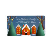 Snowy Village Winter Szene Weihnachten Adressaufkleber (Vorne)