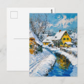 Snowy Village with Stream and Trees Fantasy Painti Postkarte (Vorne/Hinten)
