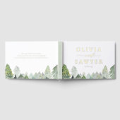 Snowy Watercolor Evergreen Forest Winter Wedding Gästebuch (Voll)