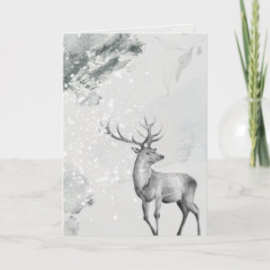 Snowy Watercolor Friedlich Hirsche Karte