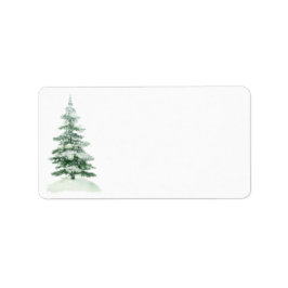 Snowy Watercolor Pine Tree Blank DIY Druckadresse Adressaufkleber