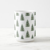 Snowy Watercolor Weihnachtsbaummuster Kaffeetasse (Mittel)