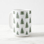 Snowy Watercolor Weihnachtsbaummuster Kaffeetasse (Vorderseite Links)