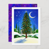Snowy-Weihnachtsbaum Feiertagspostkarte (Vorne/Hinten)