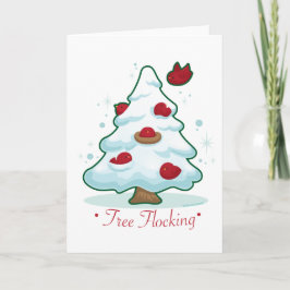 Snowy-Weihnachtsbaum mit Vögeln Feiertagskarte