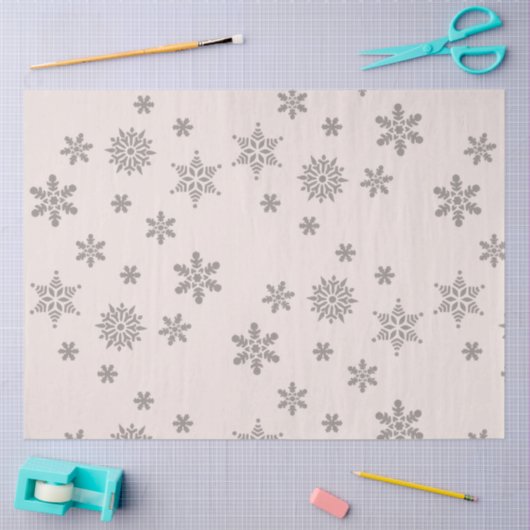 Snowy Weihnachtshäuser Schneeflocken Grau Seidenpapier (Basteln)