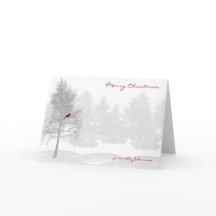 Snowy-Weiß-Wald mit rotem Kardinal