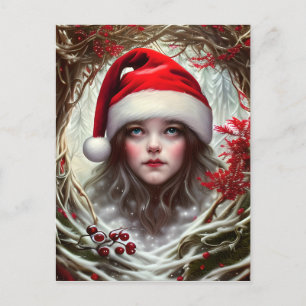 Snowy Whimsical Fantasy Santa Portrait Postkarte