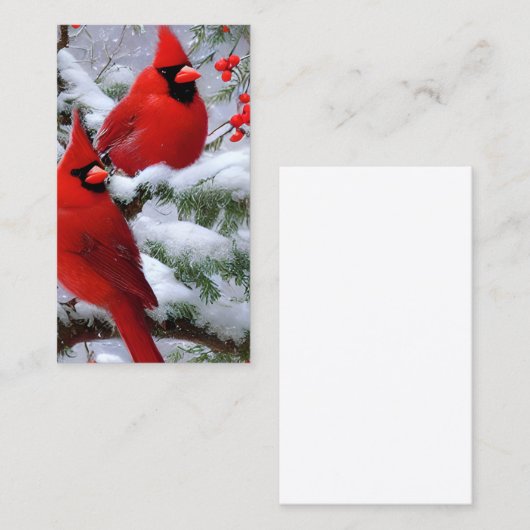 Snowy Whimsical Weihnachtsfest Kardinal Visitenkarte (Vorne/Hinten)