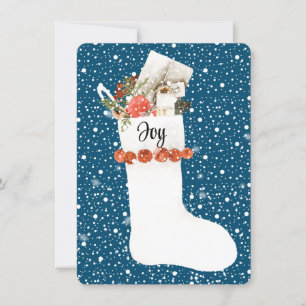 Snowy White Christmas Strumpf mit JOY, bearbeitbar