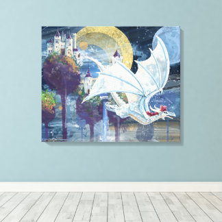 Snowy White Dragon Guardian Art Leinwanddruck