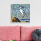 Snowy White Egret im Surf Leinwanddruck (Insitu (Wohnzimmer))