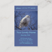 Snowy White-Eule, weißer arktischer Vogel, Visitenkarte (Rückseite)
