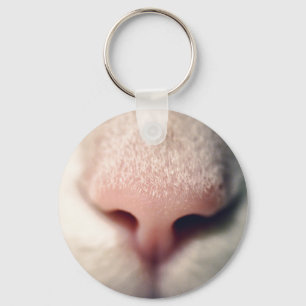 Snowy White Kitty Button Schlüsselanhänger