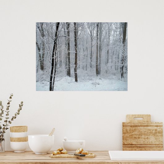 Snowy White Poplar Forest Poster (Küche)