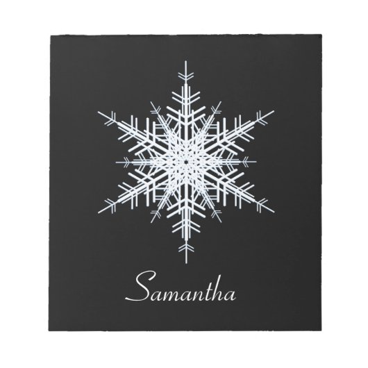 Snowy White Snowflake Notepad Notizblock (Vorderseite)